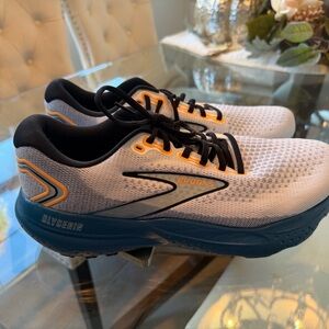 New Brooks Glycerin 21 Men’s Sneakers - White and Blue with Orange Accents